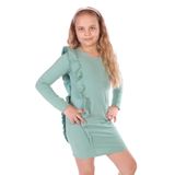 TOONTOY Kız Çocuk Fırfır Detaylı Elbise, 8 Yaş, 22074, Yeşil, Kız Çocuklar
