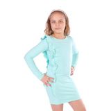 Toontoy Kız Çocuk Fırfır Detaylı Elbise Açık Mint Yeşili 8 YAŞ
