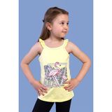 Toontoy Kız Çocuk Fırfır Detaylı Flamingo Kabartma Baskılı Atlet - 3 Yaş - Sarı