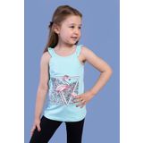 Toontoy Kız Çocuk Fırfır Detaylı Flamingo Kabartma Baskılı Atlet - 3 Yaş - Su Yeşili