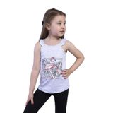 Toontoy Kız Çocuk Fırfır Detaylı Flamingo Kabartma Baskılı Atlet - 6 Yaş - Gri Melanj