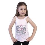 Toontoy Kız Çocuk Fırfır Detaylı Flamingo Kabartma Baskılı Atlet Pudra 5 YAŞ