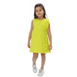 Toontoy Kız Çocuk Fırfır Ve Çıtçıt Detaylı Elbise Açık Yeşil 2 YAŞ