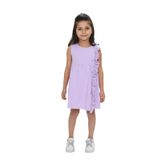 Toontoy Kız Çocuk Fırfır Ve Çıtçıt Detaylı Elbise Lila 3 YAŞ