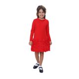 TOONTOY Kız Çocuk Fırfırlı 3D Güllü Elbise, 8 Yaş, 24943, Kırmızı, Kız Çocuklar
