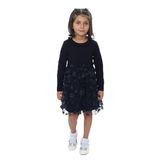 TOONTOY Kız Çocuk Fırfırlı Çiçekli Tüllü Elbise, 4 Yaş, 24942, Siyah, Kız Çocuklar