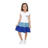 Toontoy Kız Çocuk Fırfırlı Garni Detaylı Elbise Mavi 8 YAŞ
