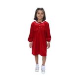 TOONTOY Kız Çocuk Fırfırlı Kadife Elbise, 3 Yaş, 24944, Kırmızı, Kız Çocuklar