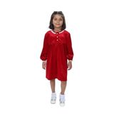 TOONTOY Kız Çocuk Fırfırlı Kadife Elbise, 5 Yaş, 24944, Kırmızı, Kız Çocuklar
