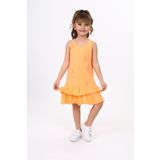 Toontoy Kız Çocuk Fırfırlı Palmiye Ağacı Baskılı Elbise Oranj 13-14 YAŞ