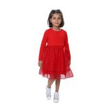 TOONTOY Kız Çocuk Fırfırlı Tüllü Elbise, 4 Yaş, 24946, Kırmızı, Kız Çocuklar
