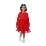 TOONTOY Kız Çocuk Fırfırlı Tüllü Elbise, 6 Yaş, 24946, Kırmızı, Kız Çocuklar