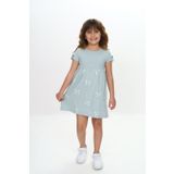 Toontoy Kız Çocuk Fiyonk Baskılı Elbise Yeşil 4 YAŞ