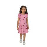 Toontoy Kız Çocuk Fiyonklu Kalp Baskılı Elbise Gül Kurusu 6 YAŞ