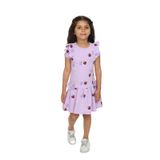 Toontoy Kız Çocuk Fiyonklu Kalp Baskılı Elbise Lila 3 YAŞ