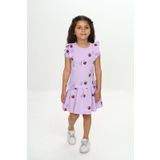 Toontoy Kız Çocuk Fiyonklu Kalp Baskılı Elbise Lila 6 YAŞ