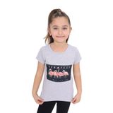 Toontoy Kız Çocuk Flamingo Baskılı Tişört - 7 Yaş - Gri Melanj
