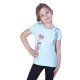 Toontoy Kız Çocuk Flamingo Desenli Taş İşlemeli Baskılı Tişört Mint Yeşili 4 YAŞ