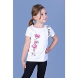 Toontoy Kız Çocuk Flamingo Desenli Taş İşlemeli Baskılı Tişört