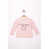 Toontoy Kız Çocuk Flower Baskılı T-Shirt - 1 Yaş - Pembe Melanj