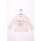 Toontoy Kız Çocuk Flower Baskılı T-Shirt - 1 Yaş - Pudra