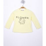 Toontoy Kız Çocuk Flower Baskılı T-Shirt - 1 Yaş - Sarı