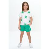 Toontoy Kız Çocuk Garni Çiçek Baskılı Şortlu Takım Çimen Yeşili 6 YAŞ