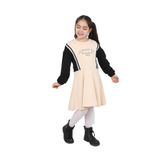 Toontoy Kız Çocuk Garni Detaylı Baskılı Elbise Bej 8-9 YAŞ