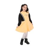 Toontoy Kız Çocuk Garni Detaylı Baskılı Elbise Turuncu 10-11 YAŞ