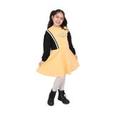 Toontoy Kız Çocuk Garni Detaylı Baskılı Elbise Turuncu 4-5 YAŞ