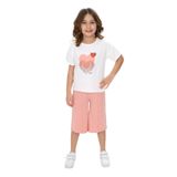 Toontoy Kız Çocuk Garni Kalp Baskılı Kaprili Takım Koyu Pudra 3 YAŞ