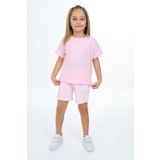 Toontoy Kız Çocuk Garni ve Üst Çiçek Baskılı Şortlu Takım Açık Pembe 2 YAŞ