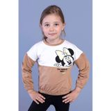Toontoy Kız Çocuk Garnili Baskılı Sweatshirt Kahverengi 2 YAŞ