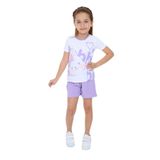 Toontoy Kız Çocuk Garnili Tavşan Baskılı Şortlu Takım Lila 4 YAŞ