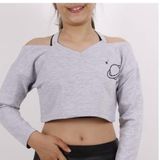 Toontoy Kız Çocuk Gezegen Baskılı Crop Tişört Gri Melanj 10 YAŞ
