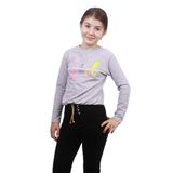 Toontoy Kız Çocuk Girl Baskılı Sweatshirt - 10 Yaş - Gri Melanj