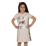 Toontoy Kız Çocuk Gıve Me Pul Nakışlı Elbise Kahve Melanj 10 YAŞ