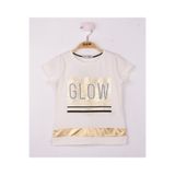 TOONTOY Kız Çocuk Glow Baskılı Tişört 6 Yaş, 6 Yaş, 10746-1, Ekru, Kız çocuk