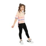 Toontoy Kız Çocuk Göğsü Armalı Tişört - 10 - 11 Yaş - Pudra