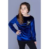 Toontoy Kız Çocuk Göğsü İncili T-Shirt - 12 Yaş - Saks