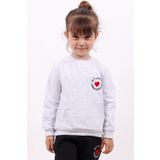 Toontoy Kız Çocuk Göğsü Kalp Nakışlı Sweatshirt - 1 Yaş - Gri Melanj