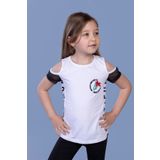 Toontoy Kız Çocuk Göğsü Nakışlı Tişört Beyaz 5 YAŞ
