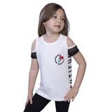 Toontoy Kız Çocuk Göğsü Nakışlı Tişört Ekru 5 YAŞ