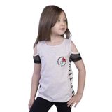 Toontoy Kız Çocuk Göğsü Nakışlı Tişört Kahve Melanj 5 YAŞ