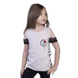 Toontoy Kız Çocuk Göğsü Nakışlı Tişört Kahve Melanj 7 YAŞ