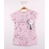 Toontoy Kız Çocuk Göğsü Şerit Aksesuarlı T-Shirt - 5 Yaş - Pembe