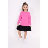 Toontoy Kız Çocuk Göğsü Yazı Baskılı Elbise Fuşya 2 YAŞ