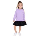 Toontoy Kız Çocuk Göğsü Yazı Baskılı Elbise Lila 4 YAŞ