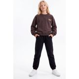 Toontoy Kız Çocuk Göğüsü Perfect Armalı Sweatshirt - Kahve - 10 Yaş