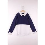 Toontoy Kız Çocuk Gömlek Detaylı Yakası İncili Okul Sweatshirt